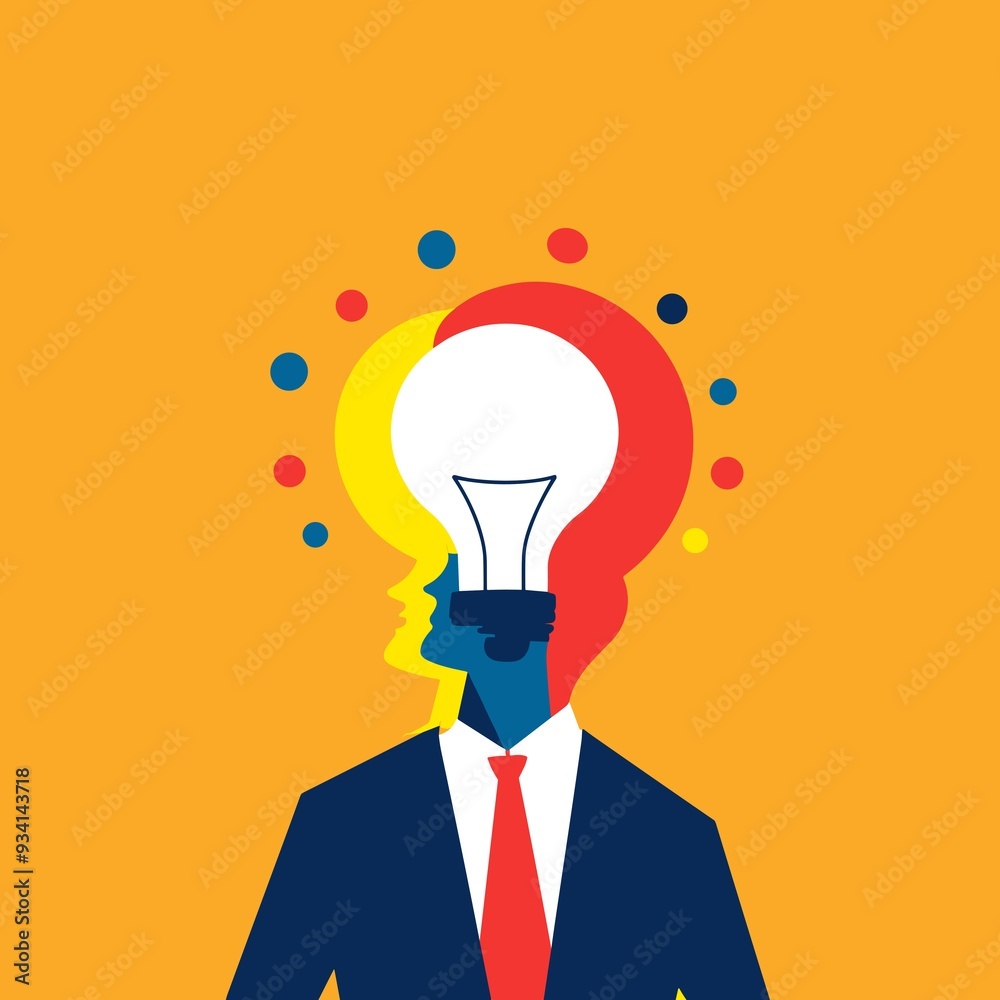 Creative Lightbulb Head in Vibrant Colors Representing Innovation and Ideas Creative Lightbulb Head in Vibrant Colors Representing Innovation and Ideas