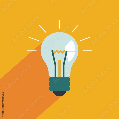 Minimalist Light Bulb Icon in Bright Yellow Representing Creativity and Innovation 