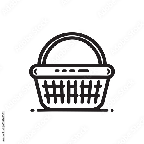 Abstract basket silhouette icon, grocery shopping, special offer,Shopping Basket, vector silhouette icon design.