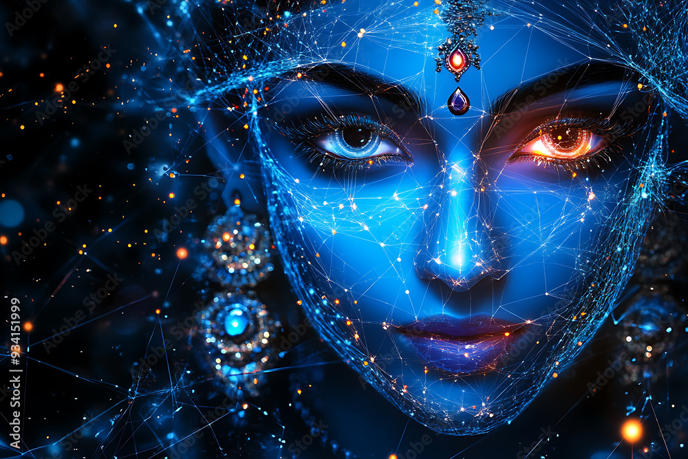 An abstract digital background featuring Devi Parvati, the Hindu goddess of love An abstract digital background featuring Devi Parvati, the Hindu goddess of love