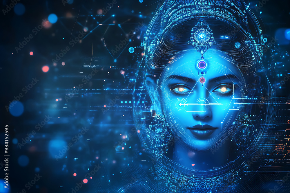 An abstract digital background featuring Devi Parvati, the Hindu goddess of love An abstract digital background featuring Devi Parvati, the Hindu goddess of love