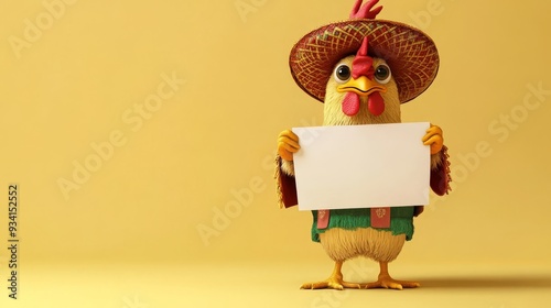 3D Rooster in Sombrero Hold...