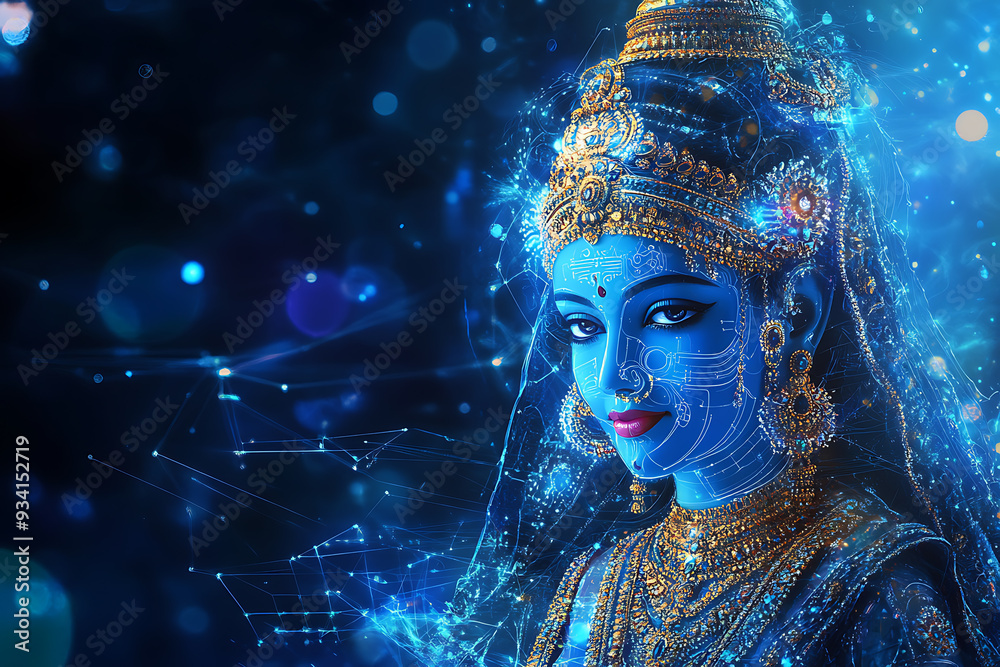 An abstract digital background featuring Devi Parvati, the Hindu goddess of love An abstract digital background featuring Devi Parvati, the Hindu goddess of love