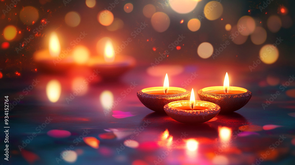 Candles burning with a dark background and out of focus lights. Candles burning with a dark background and out of focus lights.