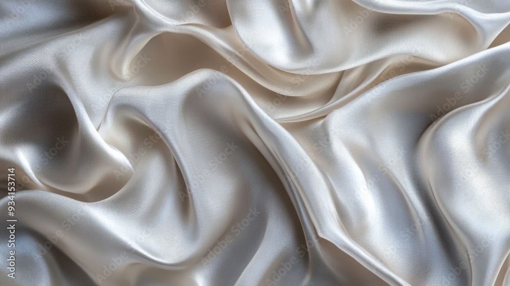 Abstract Close-up of Draped White Satin Fabric, fabric , textile , texture , background