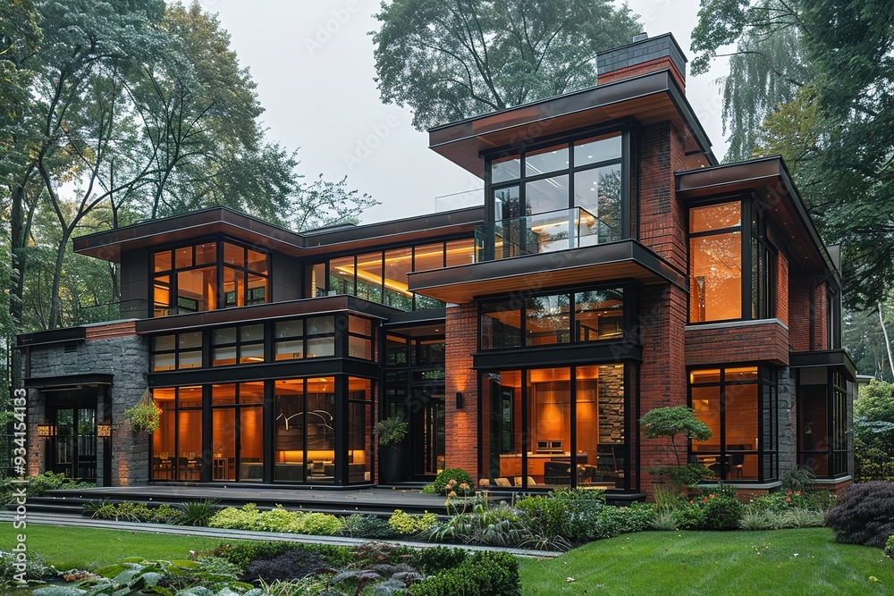 A large brick house with a lot of windows and a large front porch