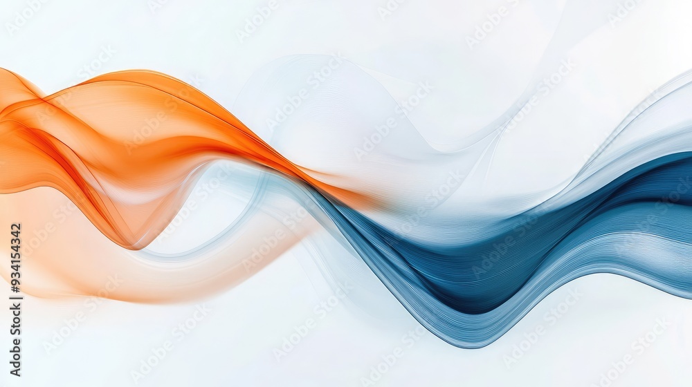 Simple and elegant AI-generated abstract background with flowing waves in orange, white, and blue. Simple and elegant AI-generated abstract background with flowing waves in orange, white, and blue.
