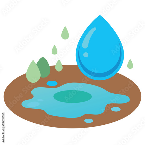 Puddle of Water Vector Illustration
