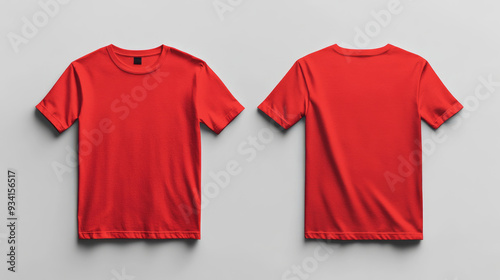 Red T-shirt Mockup Front and Back. Blank Red T-shirt with Text Space
