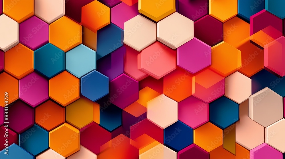 Colorful Hexagon Pattern, 3D, Geometry, Abstract, Shapes Colorful Hexagon Pattern, 3D, Geometry, Abstract, Shapes