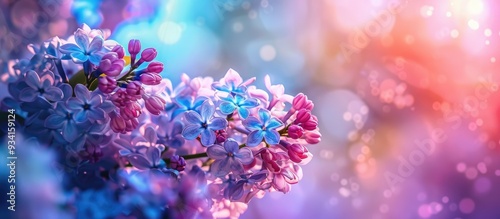 Spring Lilac Blooming In Blue And Purple Colors