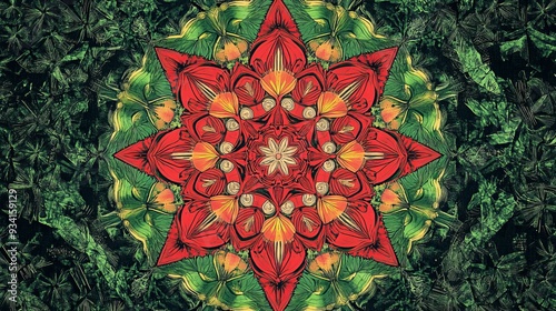 Crimson Flower Mandala, Dig...