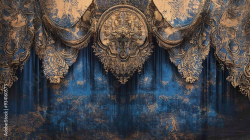 Golden Ornate Curtains on a...
