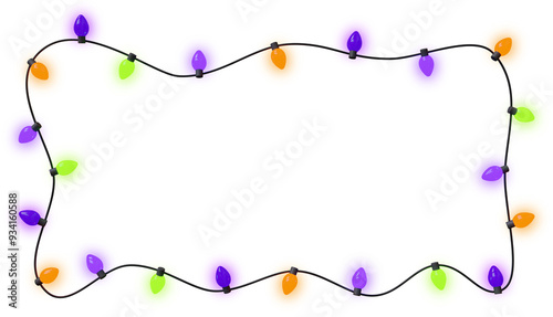 Halloween lights frame isolated on transparent. 3D illustration.