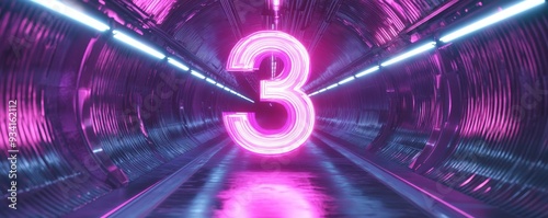Neon Number Three in a Futu...
