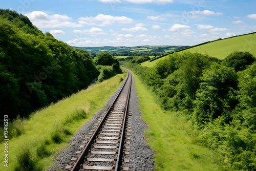 Nostalgic Scene of Vintage Steam Locomotive on Gwili Railway in Lush Green South Wales Countryside