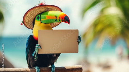 Toucan Wearing a Straw Hat ...