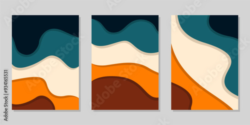Cover or flyer template with abstract paper cut background, Vector template in carving art style