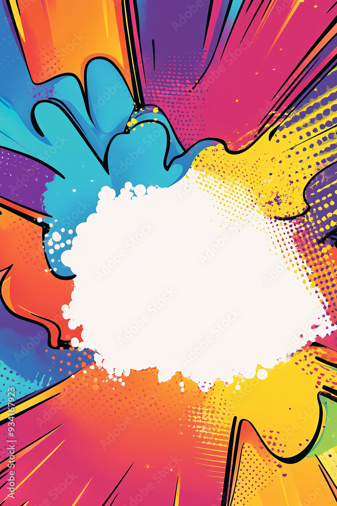Fototapeta premium A blank colorful comic abstract background template features vibrant, dynamic patterns and bold hues