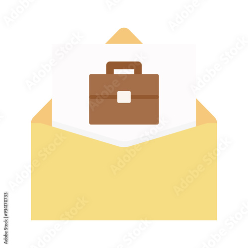 Job offer letter icon. Envelope with suitcase. Employment, career, hiring, recruitment, work vacancy concepts. Flat vector design isolated illustration.