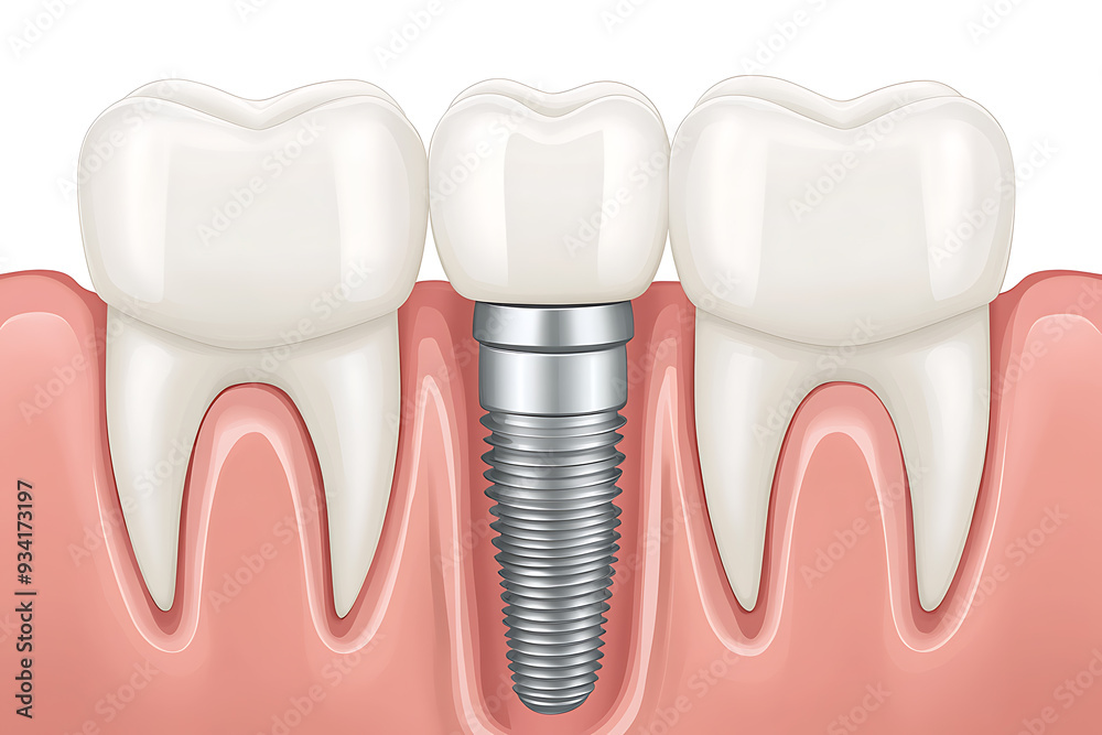 A flat art style illustration of a dental implant A flat art style illustration of a dental implant