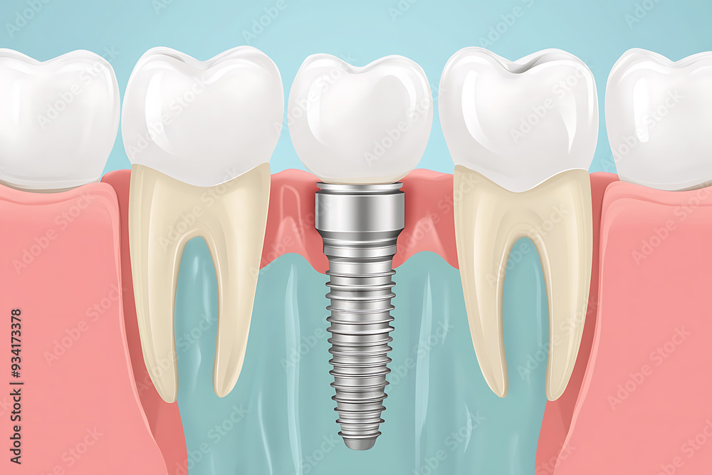 A flat art style illustration of a dental implant. The design features a clean, simple depiction of the implant with minimalistic details A flat art style illustration of a dental implant. The design features a clean, simple depiction of the implant with minimalistic details