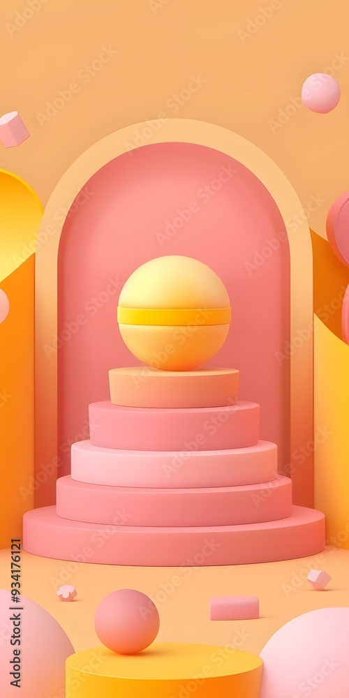 Abstract Geometric Shapes Background with Pink and Yellow Colors Abstract Geometric Shapes Background with Pink and Yellow Colors