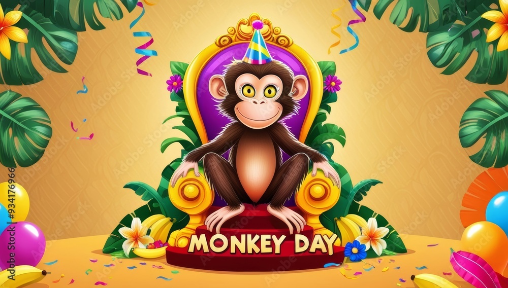 Fototapeta premium A vibrant and whimsical illustration of Monkey Day