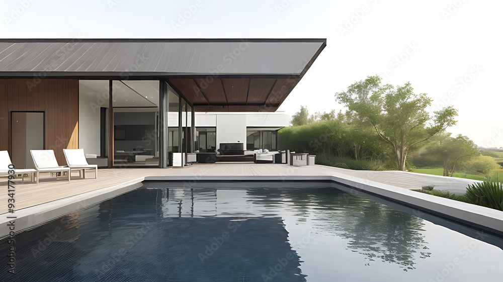 The window may be positioned to provide a view of the pool area, enhancing the space's openness and connection to the outdoors. The window may be positioned to provide a view of the pool area, enhancing the space's openness and connection to the outdoors.