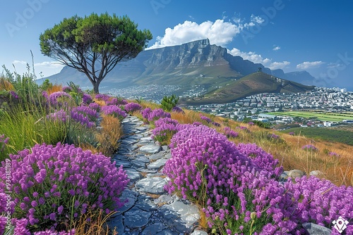 A beautiful mountain range with a small tree in the foreground