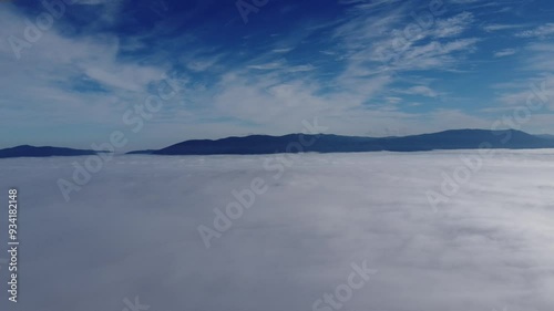 Fog under the mountain