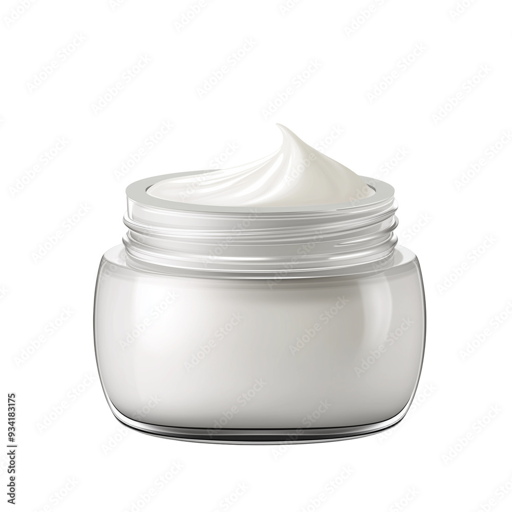 Open cosmetic cream jar.