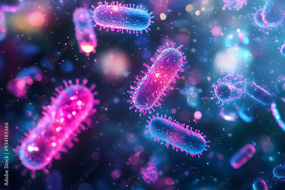 An abstract digital background illustrating the concepts of bacteria and vaccination An abstract digital background illustrating the concepts of bacteria and vaccination
