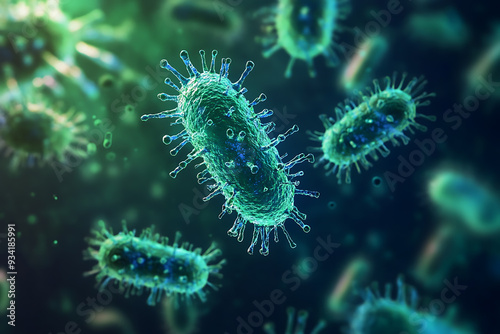 An abstract digital background illustrating the concepts of bacteria and vaccination