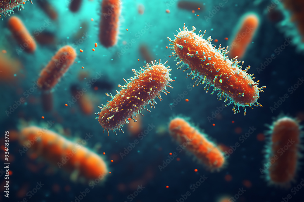 Fototapeta premium An abstract digital background illustrating the concepts of bacteria and vaccination