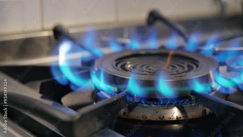 Blue ring of fire burning on a stove top Blue ring of fire burning on a stove top