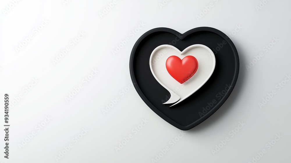 A white heart inside a black speech bubble on a white background, symbolizing love or affection in communication. A white heart inside a black speech bubble on a white background, symbolizing love or affection in communication.