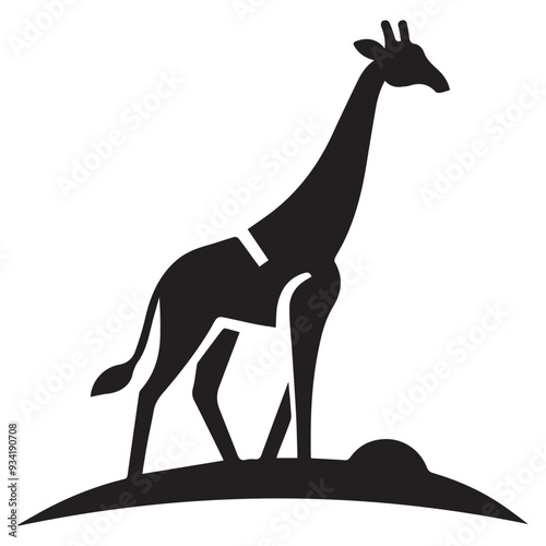 Editable graphic artwork of a giraffe silhouette with a camelopard