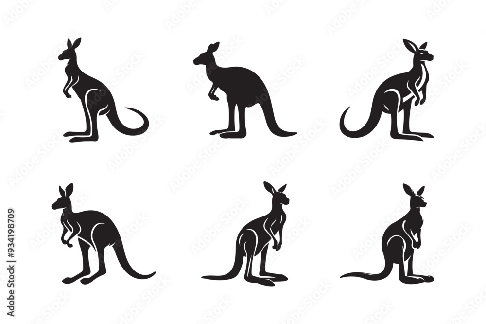 Kangaroo sets icon black silhouette vector icon. Kangaroo isolated on a white background.