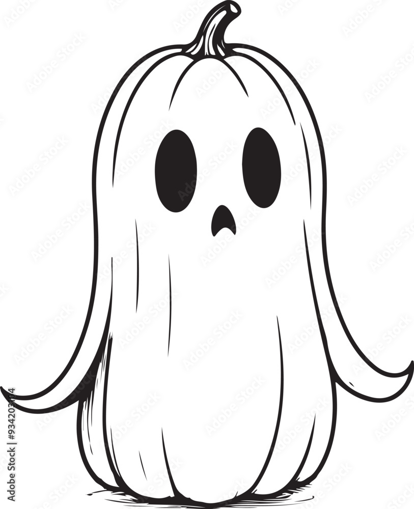 Halloween ghost with pumpkin, Cute cartoon spooky line art vector, Halloween ghost with pumpkin, Cute cartoon spooky line art vector,