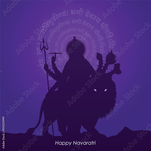 Indian God shri Druga in Happy Durga Puja Subh Navratri yellow background. vector illustration design
