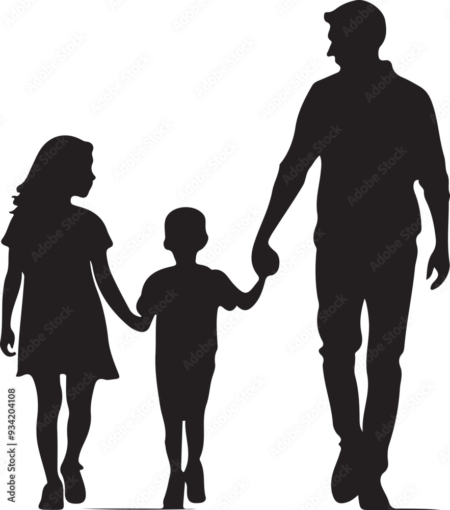 Three members of a family silhouette vector line art , isolated white background. Three members of a family silhouette vector line art , isolated white background.