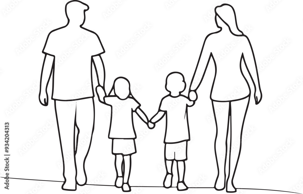 Three members of a family silhouette vector line art , isolated white background. Three members of a family silhouette vector line art , isolated white background.