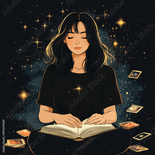 Beautiful girl tarot witch