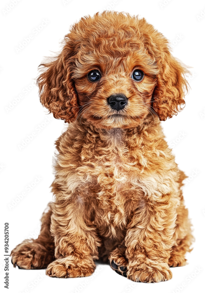 PNG Cute brown puppy sitting on a white background PNG Cute brown puppy sitting on a white background