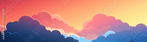 Vibrant clouds in shades of pink, blue, and orange create serene and uplifting atmosphere, evoking sense of peace and wonder.