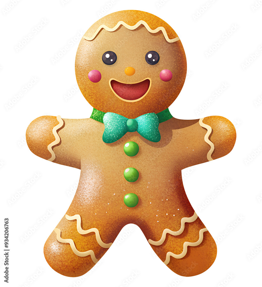 Gingerbread man on an isolated transparent background, for use in graphic design on the theme of Christmas Gingerbread man on an isolated transparent background, for use in graphic design on the theme of Christmas