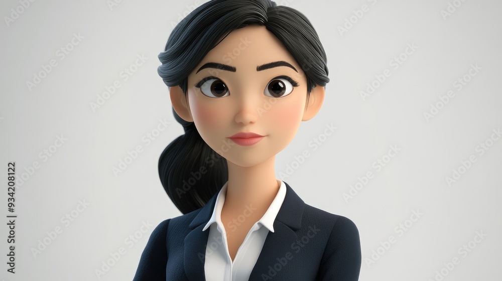 3D Cartoon Young Asian Business Woman 3D Cartoon Young Asian Business Woman