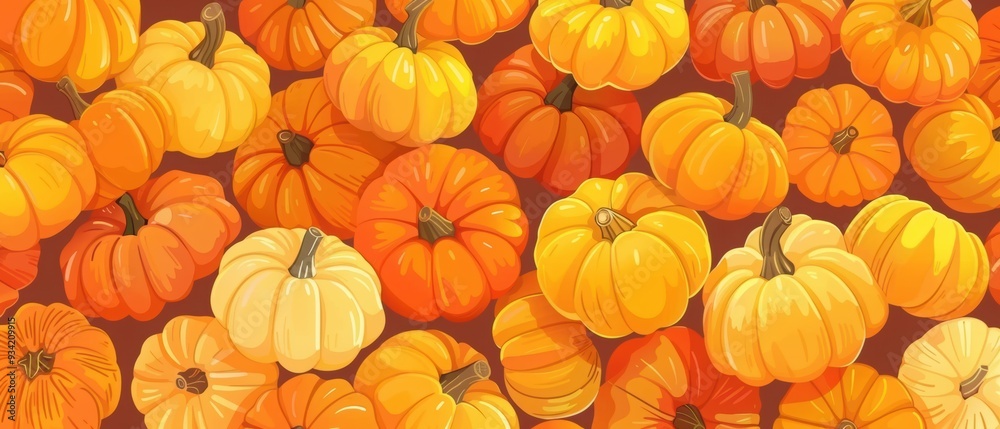 Seamless pattern of bright orange and yellow pumpkins
Seamless pattern of bright orange and yellow pumpkins