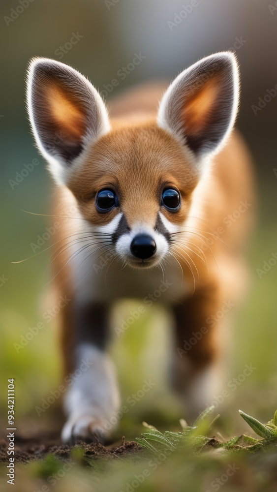 Profile of an eastern red fox walking towards the camera in a natural outdoor setting. Profile of an eastern red fox walking towards the camera in a natural outdoor setting.